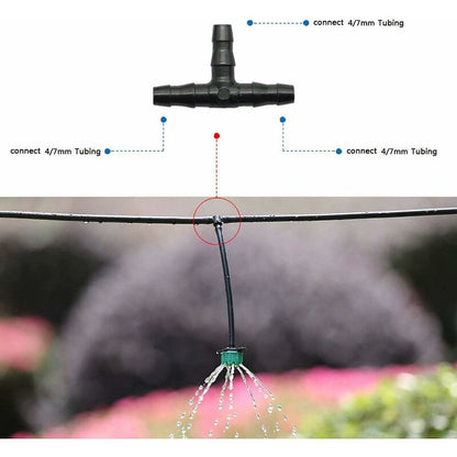 100 pcs Barbed Connectors Drip Irrigation,4/7Mm Universal Barbed Tee Hose,Suitable For 4/7Mm Drip Hose Watering Garden - Image 4