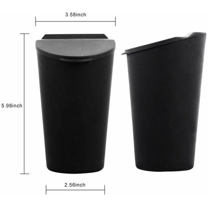 Small Car Trash Can With Lid - Car Cup Holder - Car Door Pocket Trash Can - Garbage Bin For Car, Home, Office - Black - Image 2