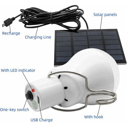 Portable Solar Light LED Bulb Solar Powered With Solar Panel For Garden, Patio, Indoor, Outdoor, Hiking, Camping, Tent, - Image 3