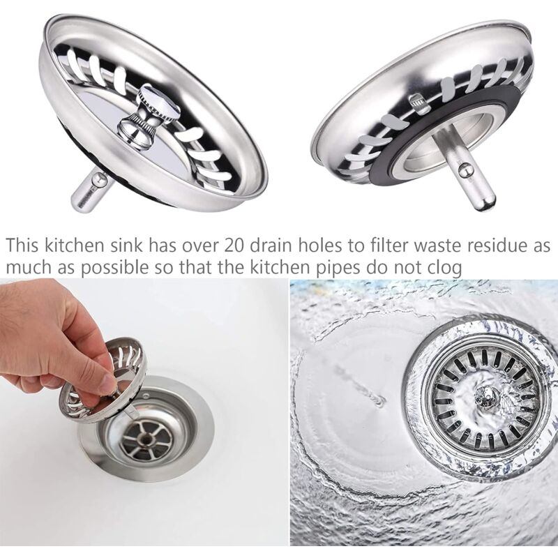 Kitchen Sink Filter, Sink Stopper, Stainless Steel Sink Filter, Stainless Steel Sink Stopper, Compatible With Most - Image 2