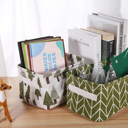 10 Pack Small Foldable Linen Fabric Storage Basket With Handles And Water Repellent Lining, For Shelves And Desk, Toys, - Image 4