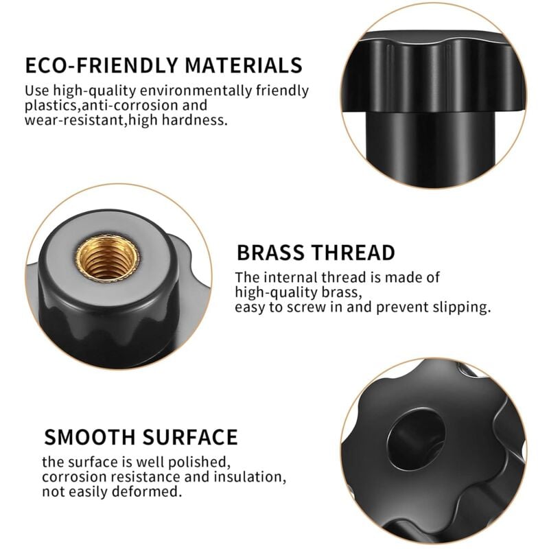 14 pcs M8 Knurled Thread Clamping Knob, Star Knobs Handle Internal Thread For Mechanical Devices, Instruments - Image 3