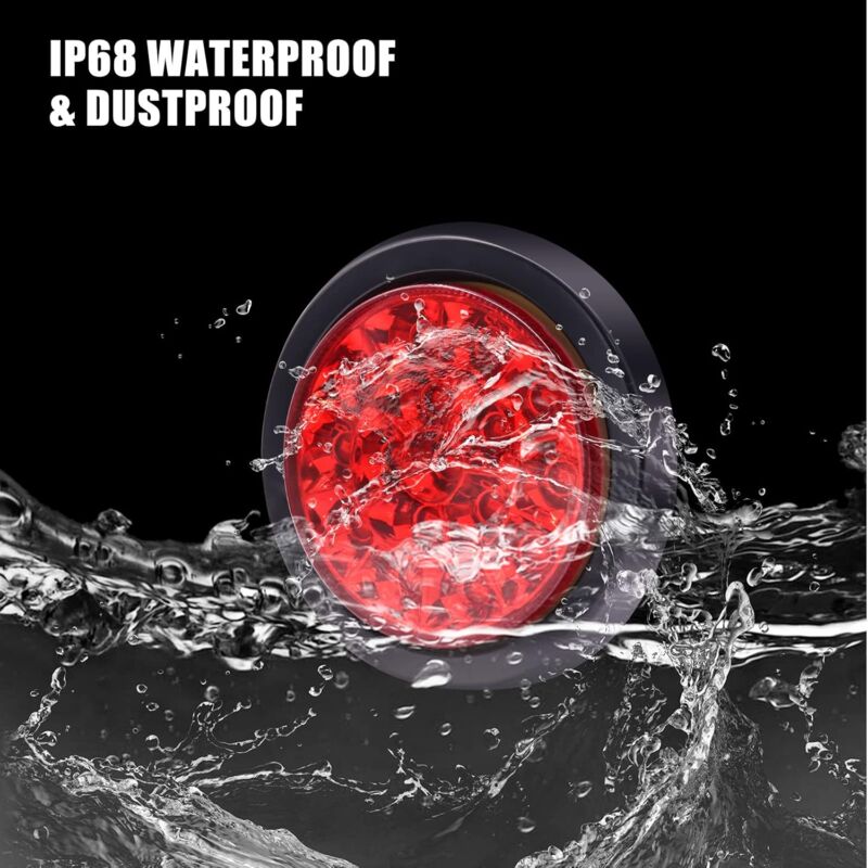 2 pcs Truck Tail Lights, 24V ROund Integrated High Brightness LED Tail Lights, Brake Lights For Trailer, Truck, Vans, - Image 2