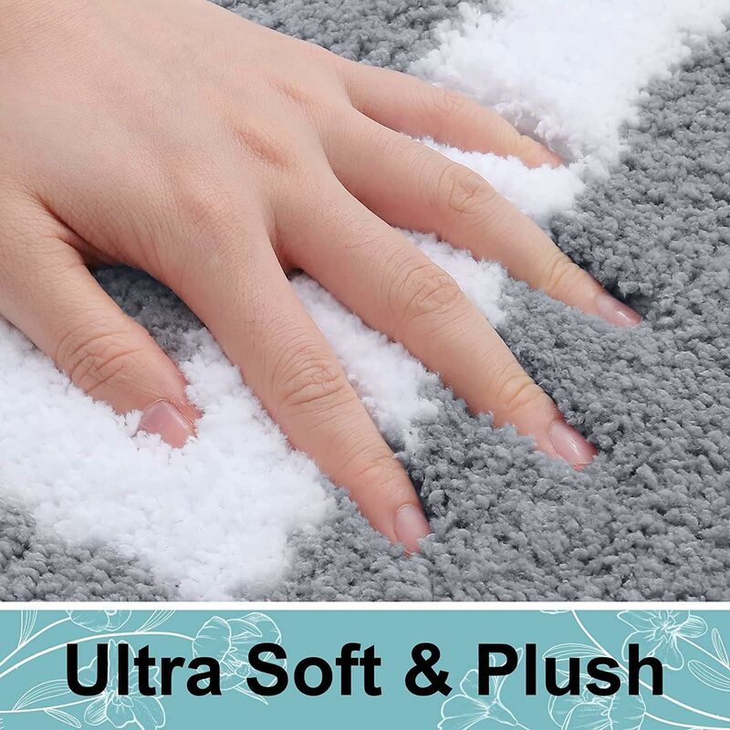 Non-Slip Bath Mat, Soft Microfiber Bathroom Mat, Absorbent High Pile Bath Mat, Machine Washableable - 40 X 60 Cm - Grey - Image 3