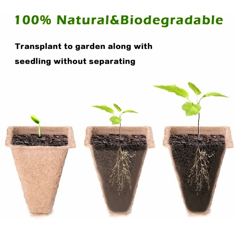 10 Pack Peat Pots, 100 Cells Biodegradable Seedling Starter Kit For Indoor Outdoor, Includes 10 Plastic Plant Labels - Image 2