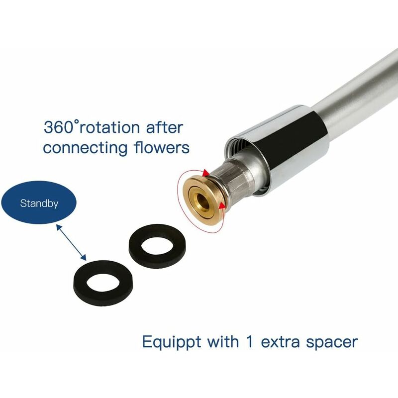 Pvc Shower Bath Hose Extra Replacement Bathroom Extension 1.5M Flexible Hose Handheld Shower Hose (G1/2，1.5M) - Image 3