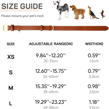 Leather Dog Collar, Adjustable Dog Collar Soft Padded Leather Cushion For Small, Medium Or Large Dogs, Brown, M - Image 2