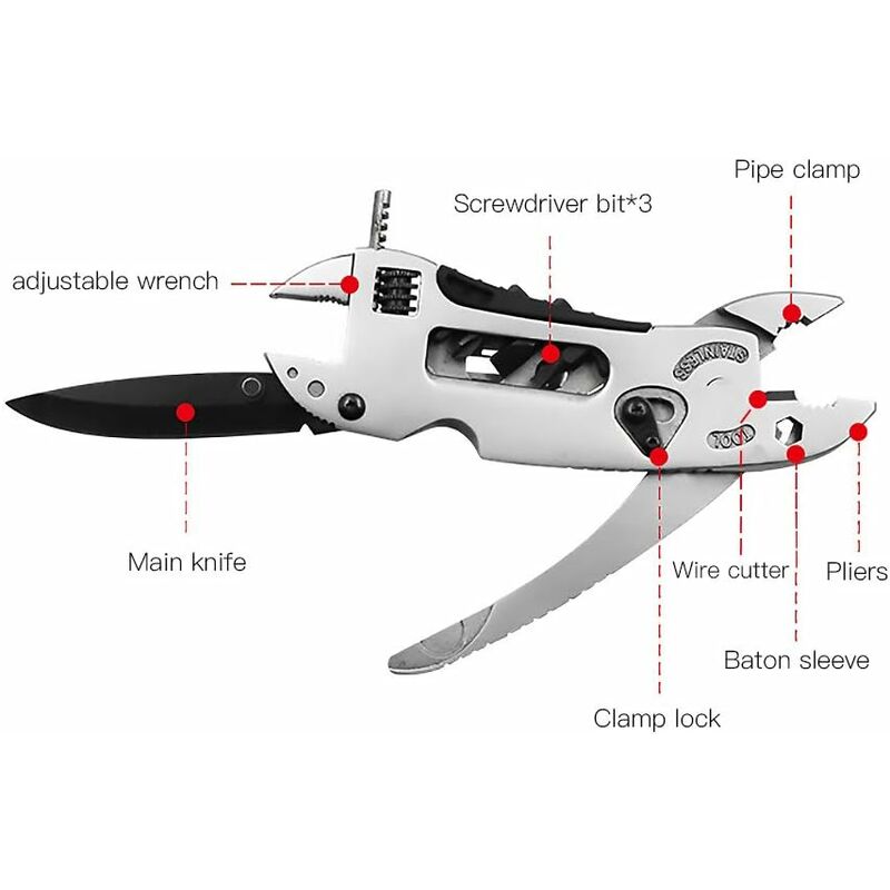 Multifunctional Adjustable Screwdriver Wrench Pliers Pocket Multitool Outdoor Camping - Image 2