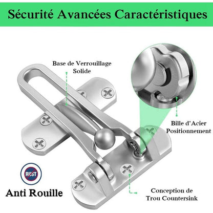 2Pack Security Door Lock Steel Window Guard Lock Entry Door Without Chain Lock Latch For Window Door - Image 3