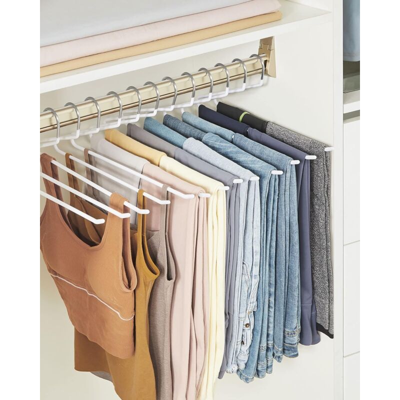20 Pack Metal Trouser Hangers, Open End Hanger, Non-Slip Coating, Space Saving, 35Cm Length, White - Image 4