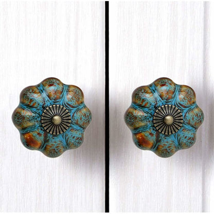 6 pcs Ceramic Glazed Door Handles For Cabinets, Bathrooms, Wardrobes, Drawers (Blue) - Image 3