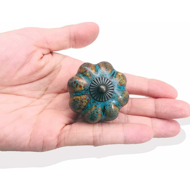 6 pcs Ceramic Glazed Door Handles For Cabinets, Bathrooms, Wardrobes, Drawers (Blue) - Image 4