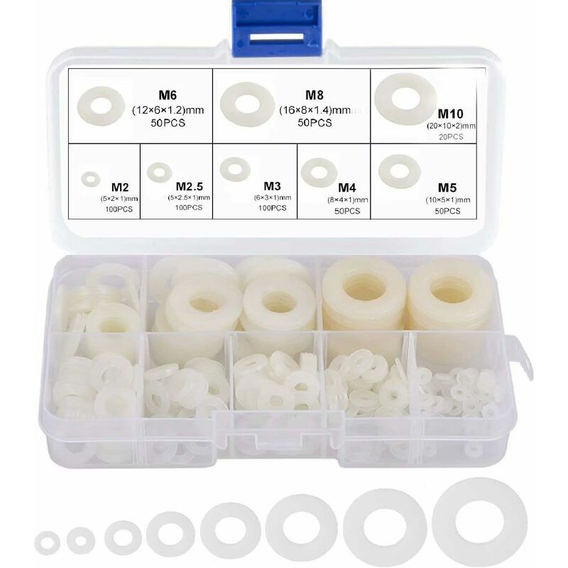 Nylon Washer Plastic Spacer M2.5 M3 M4 M5 M6 M8 M10 Flat Washer ROund 520 pcs
