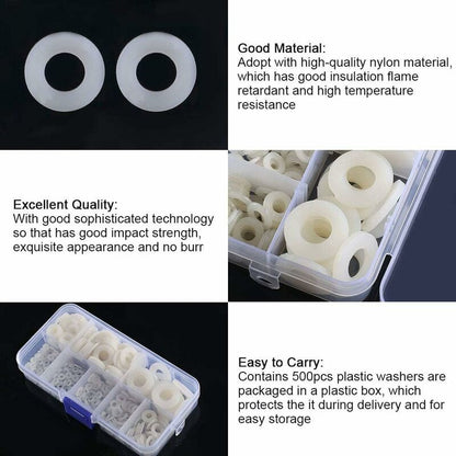 Nylon Washer Plastic Spacer M2.5 M3 M4 M5 M6 M8 M10 Flat Washer ROund 520 pcs - Image 2