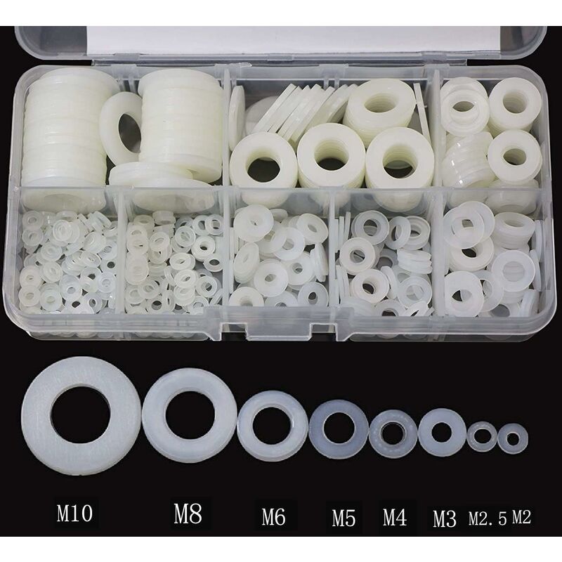 Nylon Washer Plastic Spacer M2.5 M3 M4 M5 M6 M8 M10 Flat Washer ROund 520 pcs - Image 3