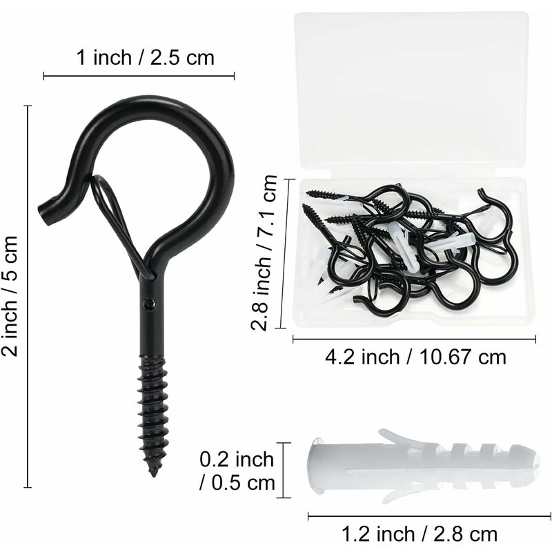 12 Pack Screw Hooks, Screw-In Wall Hooks, Outdoor Screw-In Hooks, Outdoor Garland Hanger, Gutter Hook For Hanging - Image 2