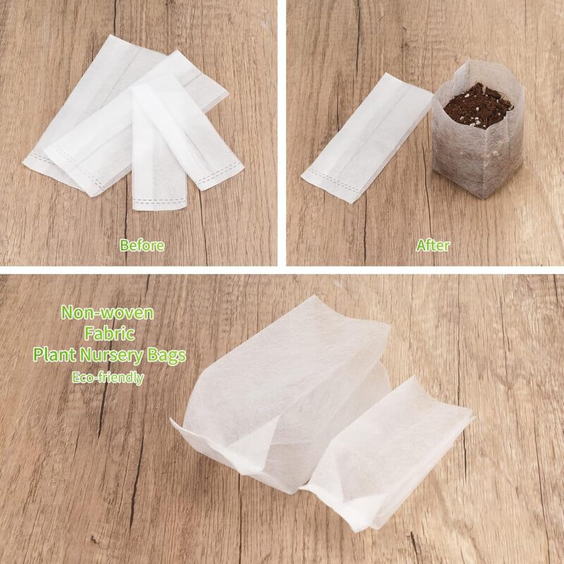 200 pcs Biodegradable Non-Woven Fabric Plant Grow Bags Seedling Grow Bags (14 X 16Cm + 10 X 12Cm) - Image 3