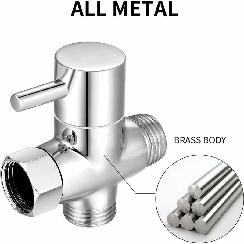 3-Way Valve G1/2", Solid Brass 3-Way Valve, Hand Shower Set, Universal Accessories - Image 3