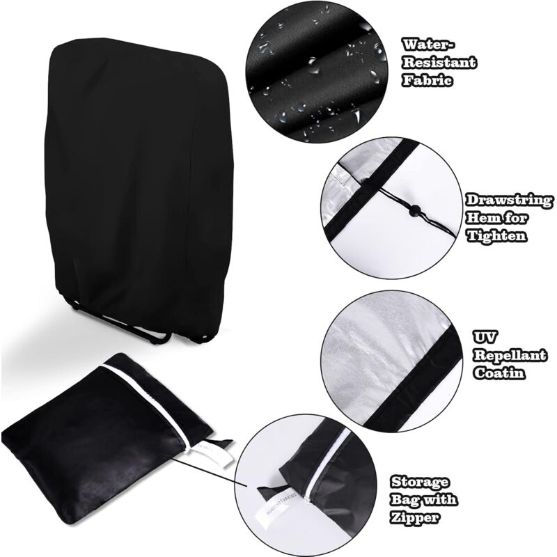 2 pcs Folding Sun Lounger Cover, Windproof Anti-Uv Waterproof Folding Garden Chair Covers, Garden Sun Lounger Cover, - Image 3