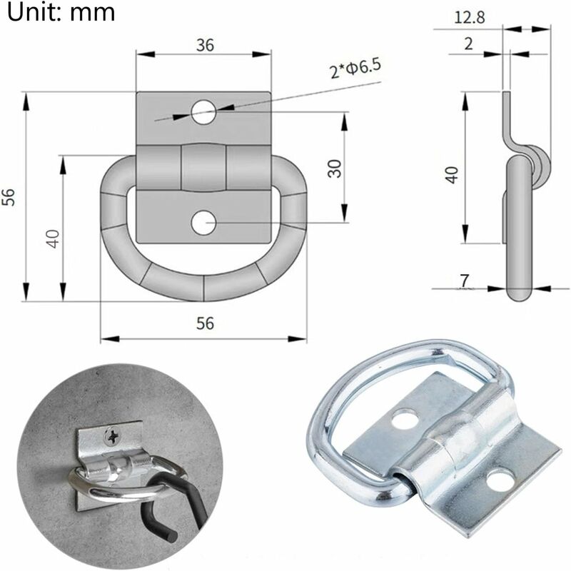 4 pcs Tie Down Rings, D-Ring Trailer Tarpaulin Tie Downs With Screws For Boats, Trucks, Vans And Homes - Image 2