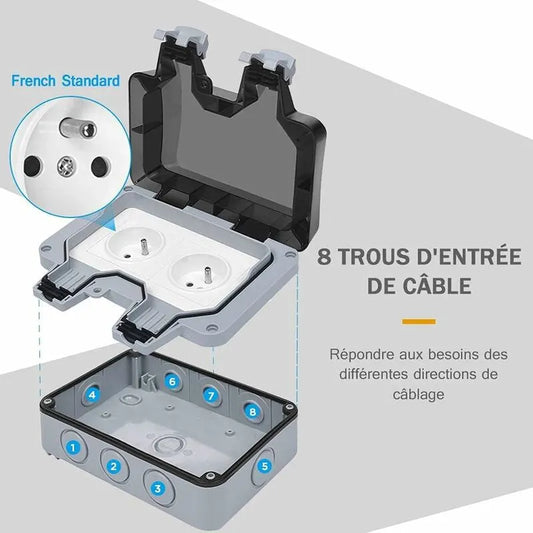 Waterproof Socket Double Outdoor Electrical Socket Ip66 Waterproof Wall Socket 16A - Image 3