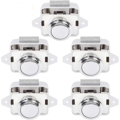 Push Button Camper - Lock Latch Door Closer Cupboard Knob For Rv Motorhome Caravan 5 pcs Silver