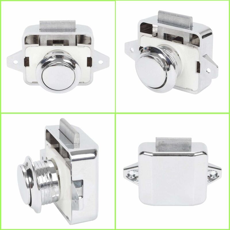 Push Button Camper - Lock Latch Door Closer Cupboard Knob For Rv Motorhome Caravan 5 pcs Silver - Image 2