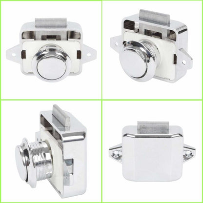 Push Button Camper - Lock Latch Door Closer Cupboard Knob For Rv Motorhome Caravan 5 pcs Silver - Image 2
