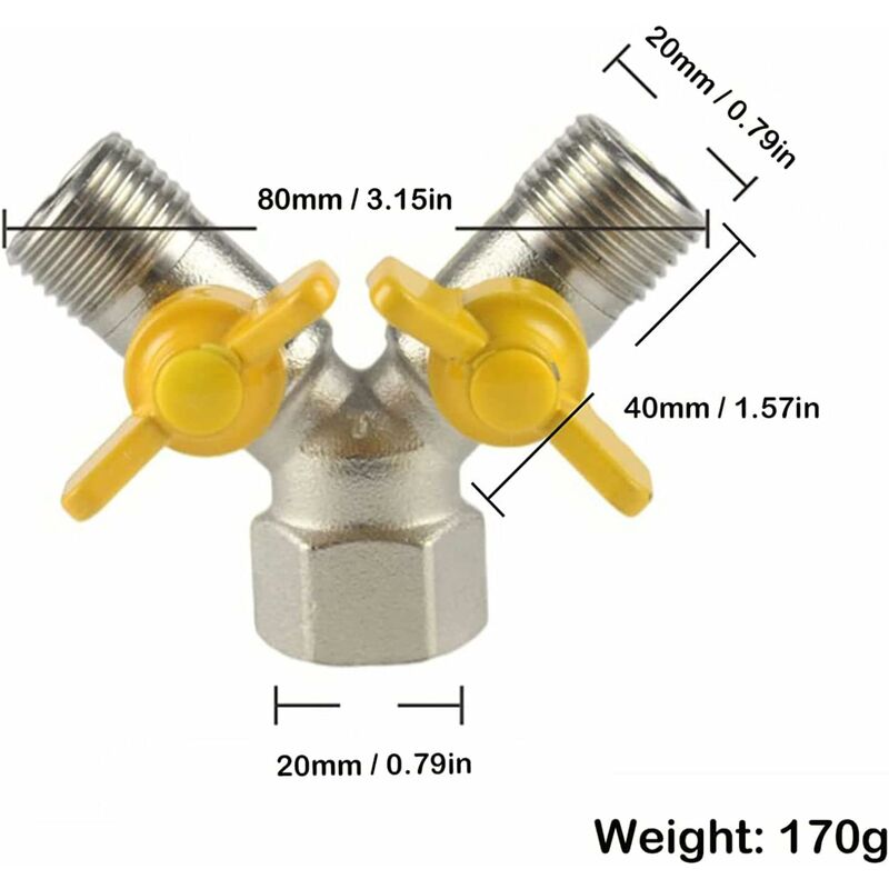 1/2" Switch Valve, Y-Shaped Three-Way Valve With Shut-Off Valve, Shower Head, Shower Arm, Washing Machine Spout - Image 4