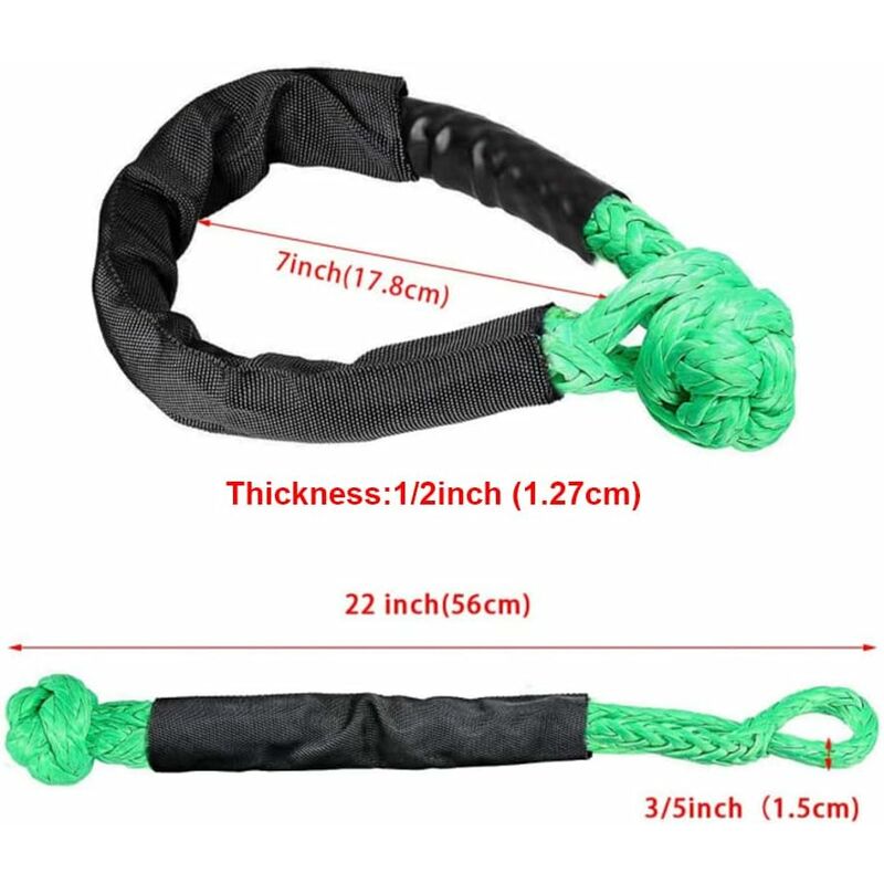 2 pcs Soft Shackle Tow ROpes For Truck Atv Marine, One-Piece Outdoor Recovery Straps, Red - Image 2