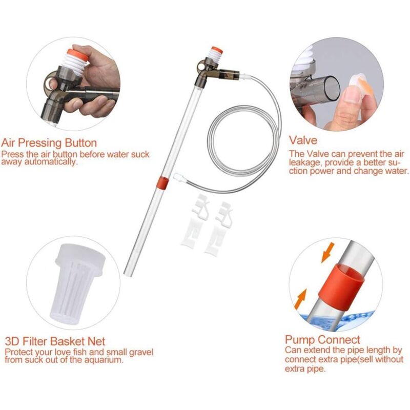 Aquarium Vacuum Cleaner Fish Tank Gravel Cleaning Kit With Siphon For Water Change - Cleaning Pump With Air Pressure - Image 3