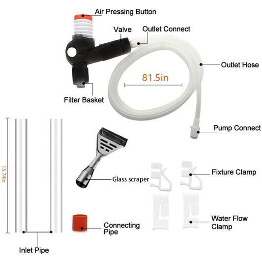 Aquarium Vacuum Cleaner Fish Tank Gravel Cleaning Kit With Siphon For Water Change - Cleaning Pump With Air Pressure - Image 4
