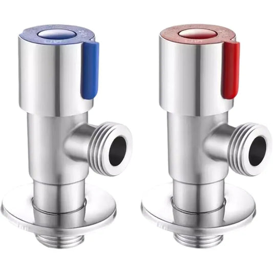 2 pcs Stainless Steel Faucet Angle Valve 1/2' Angle Valve Angle Control Valve For Bathroom, Kitchen, Toilet (Blue, Red)