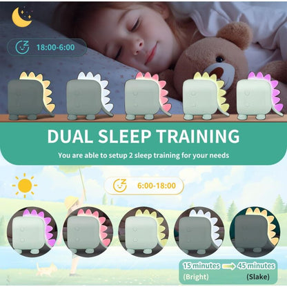 Cute Kids Alarm Clock, Multifunctional Adjustable Night Light Countdown Snooze Voice Control Rechargeable Clock (Green) - Image 4