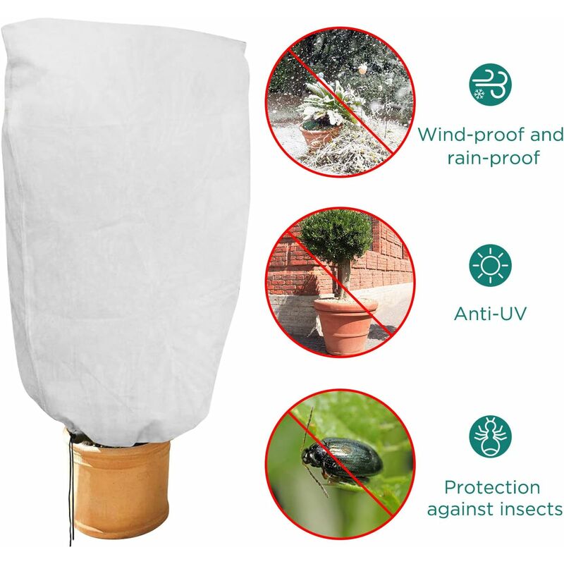 2 Pieces Plant Winter Protection Bags Winter Protection For Potted Plants, White, Solid, 100 X 80 Cm - Image 2