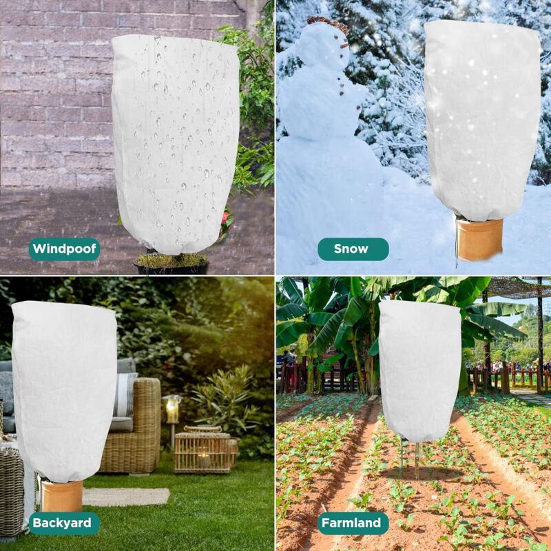 2 Pieces Plant Winter Protection Bags Winter Protection For Potted Plants, White, Solid, 100 X 80 Cm - Image 3