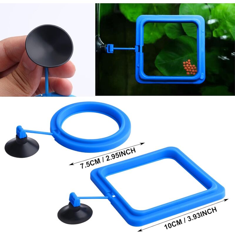 2 pcs Fish Feeding Rings Aquarium Feeder Food Feeding Ring For Guppy Betta Goldfish Blue - Image 3