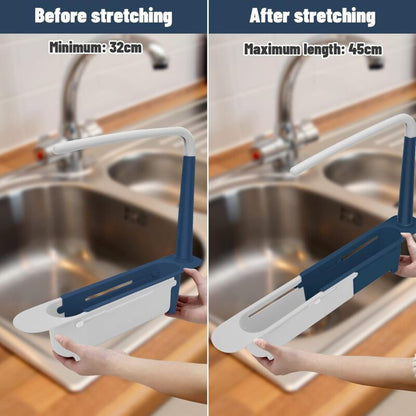 Sink Rack, Kitchen Sink Sponge Holder Telescopic Sink Storage Rack Freely Large Capacity Pp Expandable Sink Organizer - Image 3