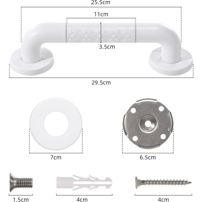 2 Stainless Steel Bathroom Grab Bars, 30Cm - Image 2