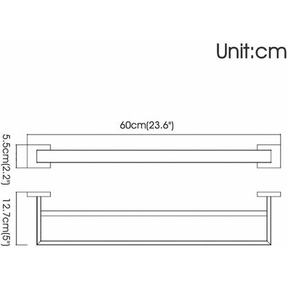 Bathroom Wall Mounted Towel Rack, Double Towel Bar, Chrome Mirror Polished, 60Cm - Image 2