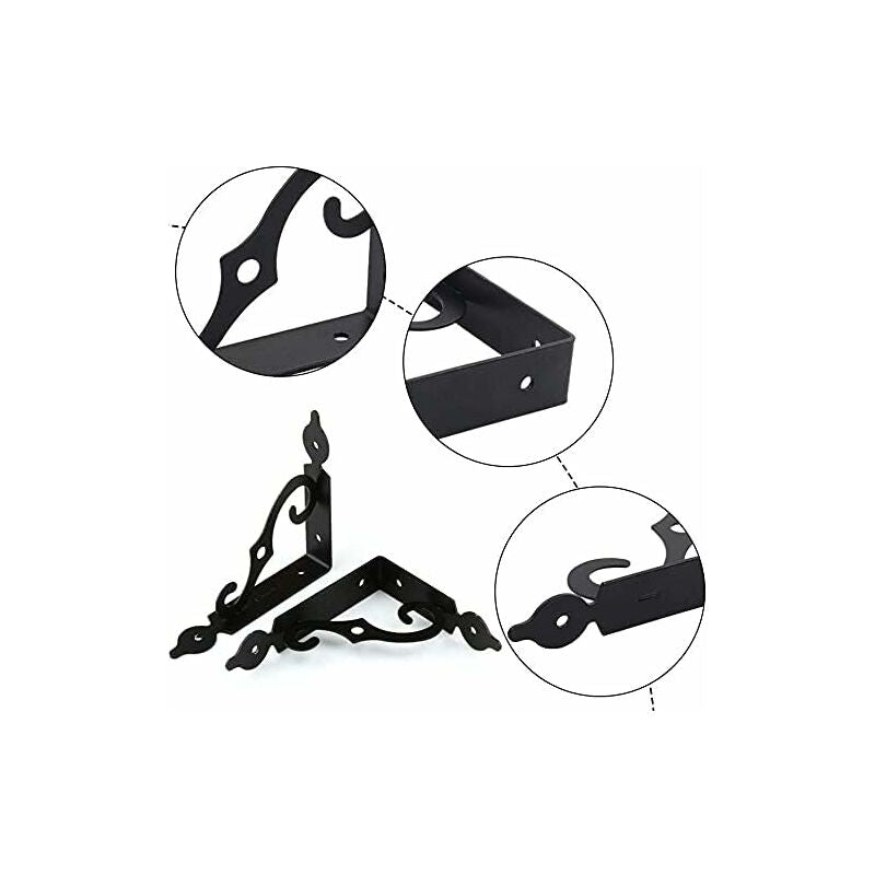 4 pcs Triangle Shelf Brackets Black Shelf Bracket Iron Wall Shelf Bracket Heavy Duty Shelf Brackets Wall Shelf Bracket, - Image 2