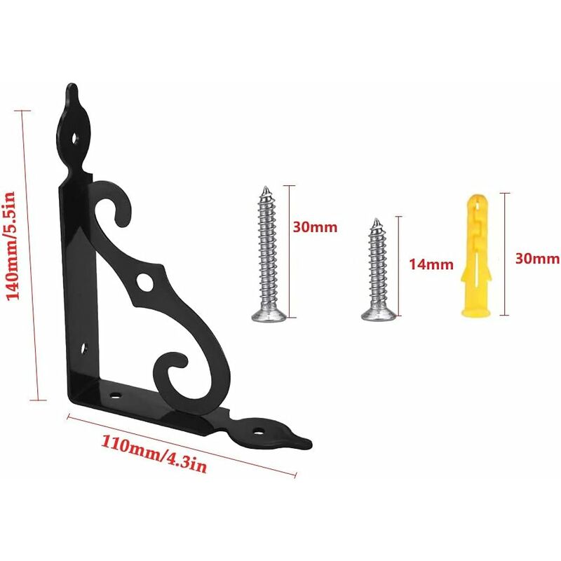 4 pcs Triangle Shelf Brackets Black Shelf Bracket Iron Wall Shelf Bracket Heavy Duty Shelf Brackets Wall Shelf Bracket, - Image 3