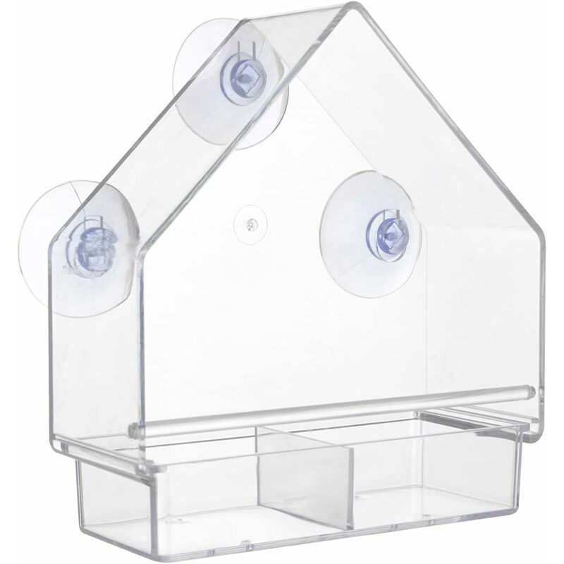 Clear Bird Feeder With Super Strong Suction Cups Removable Tray Refillable Weatherproof - Image 2