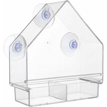 Clear Bird Feeder With Super Strong Suction Cups Removable Tray Refillable Weatherproof - Image 2