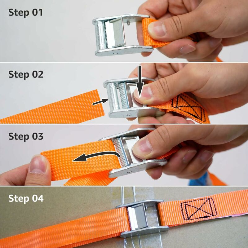 Lashing Straps, 6 M Length, 25 Mm Width, 150 Kg Lashing Capacity, Complies With Din En 12195-2 - Orange - Image 4