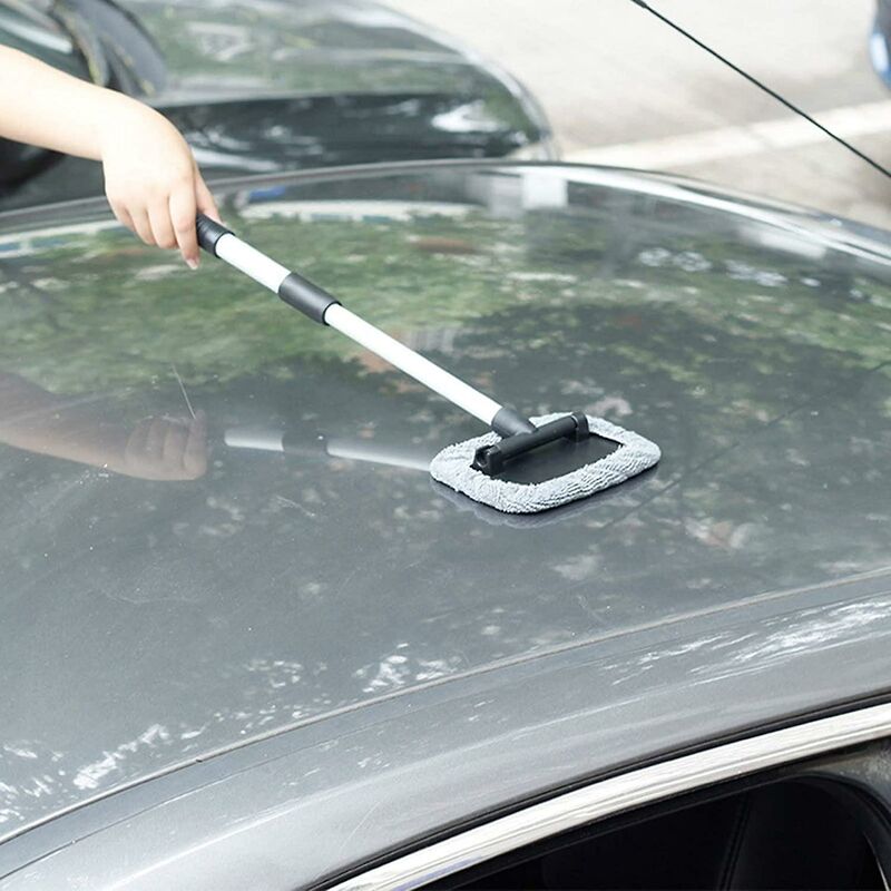Windshield Cleaning Brush, Car Window Wash Brush With Extendable Handle Microfiber Pad 180 Degree ROtation Defogger - Image 2