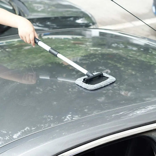 Windshield Cleaning Brush, Car Window Wash Brush With Extendable Handle Microfiber Pad 180 Degree ROtation Defogger - Image 2
