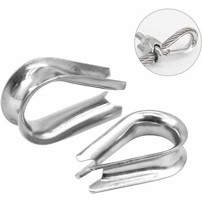 250 pcs 6 Sizes Aluminum Wire ROpe Thimbles Assortment Double Barrel Sleeves & 5 Size Thimbles For Wire ROpe - Image 3