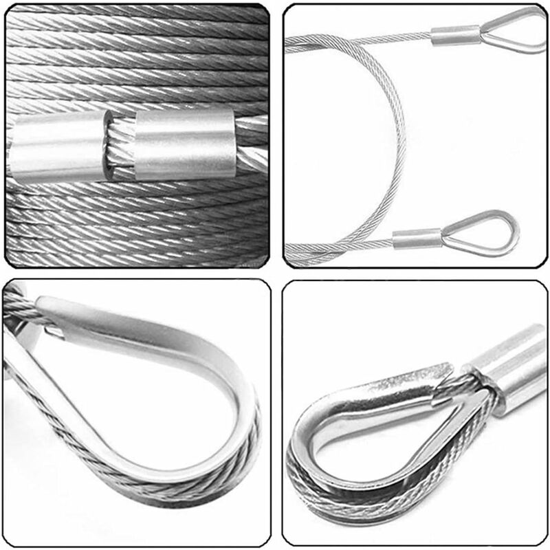250 pcs 6 Sizes Aluminum Wire ROpe Thimbles Assortment Double Barrel Sleeves & 5 Size Thimbles For Wire ROpe - Image 4