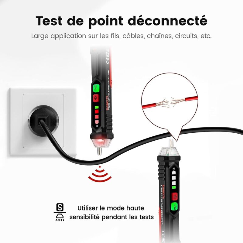 Non-Contact Voltage Detector, Voltage Tester With Adjustable Sensitivity Non-Contact Voltage/Phase Tester, Current - Image 2